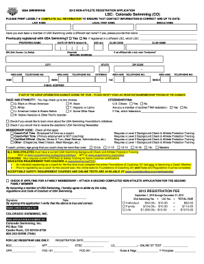USA Swimming Non-Athlete Registration Application