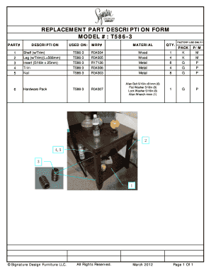 Replacement Part Description Form
