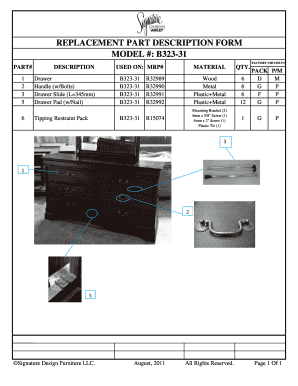 Replacement Part Description Form