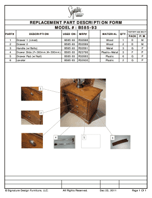 Replacement Part Description Form