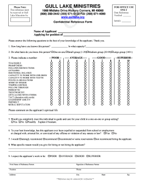 Confidential Reference Form