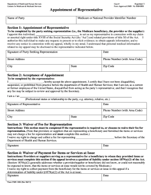 Appointment of Representative Form CMS-1696
