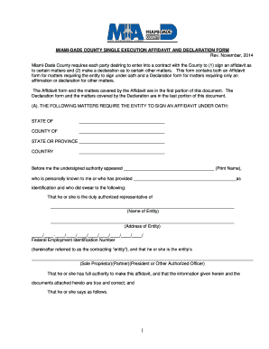 Miami-Dade County Single Execution Affidavit and Declaration Form