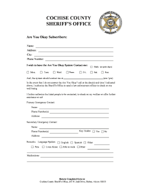 Cochise County Are You Okay Program Application