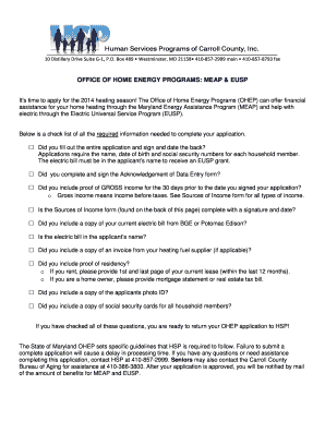 Maryland Energy Assistance Program Application