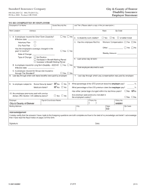 City & County of Denver Disability Insurance Claim Form