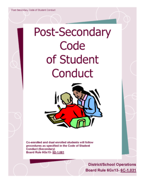Acknowledgment of Responsibility for Post-Secondary Code of Student Conduct