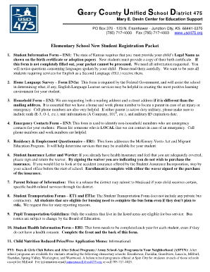 Elementary School New Student Registration Packet