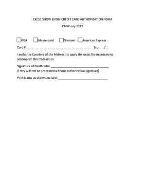 Credit Card Authorization Form