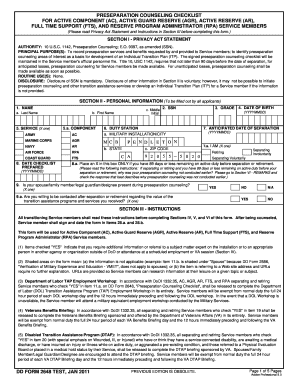 Preseparation Counseling Checklist