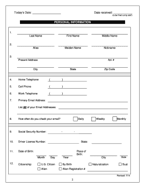 Personal History Statement for Law Enforcement