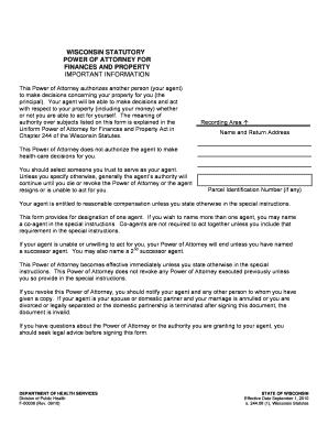 Wisconsin Power of Attorney for Finances and Property