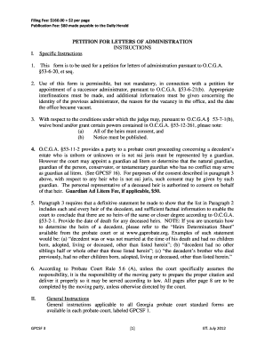 Georgia Petition for Letters of Administration