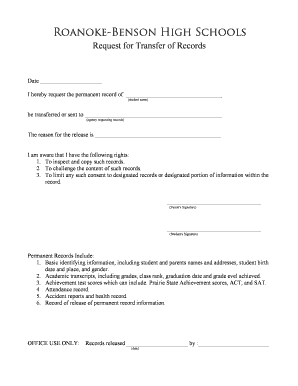 Request for Transfer of Records