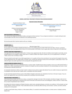 General Anesthesia Treatment Introduction/Acknowledgement
