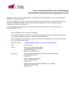 Sustainable Housing Benefit Application Form