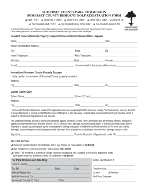 Somerset County Golf Registration Form
