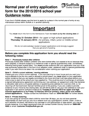 Suffolk School Application Form
