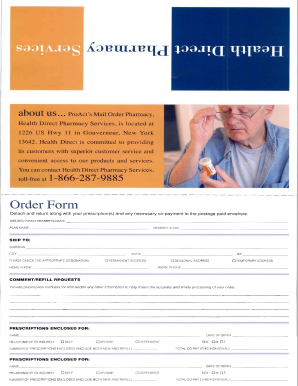 Health Direct Pharmacy Order Form