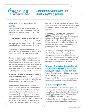 Texas Advance Care Plan and Living Will