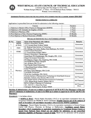 West Bengal Diploma Course Application Form