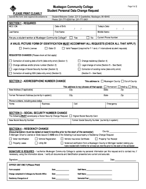 Student Personal Data Change Request