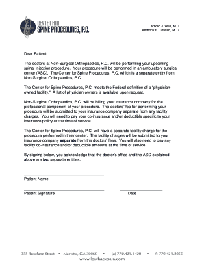 Authorization & Informed Consent for Outpatient Spinal Injection Procedure