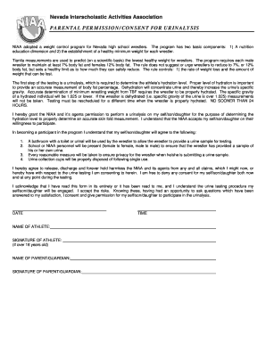 Nevada Parental Consent for Urinalysis