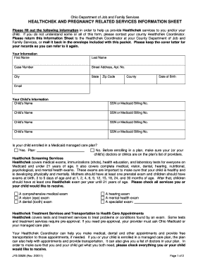 Ohio Healthchek and Pregnancy Services Information Sheet