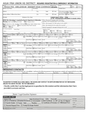 Agua Fria Union High School District Enrollment Form