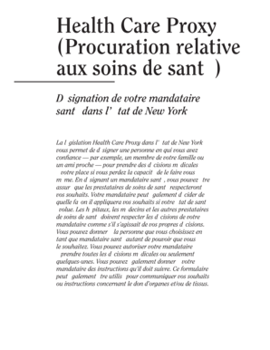 Formulaire de procuration relative aux soins de santé de New York