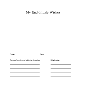 End of Life Wishes Form