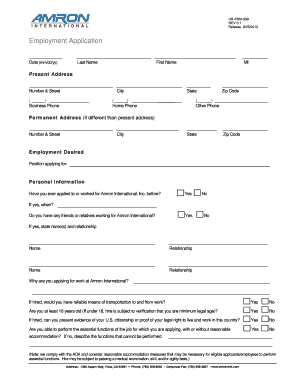 Employment Application Form