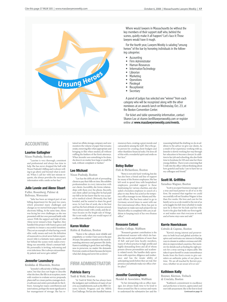 Fillable Online Accounting firm administrator Massachusetts Lawyers