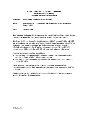 Texas Work Requirement Verification Form H1822