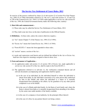 Service Tax Settlement Case Application Form