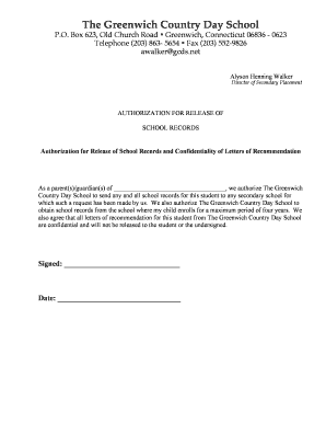 Authorization for Release of School Records