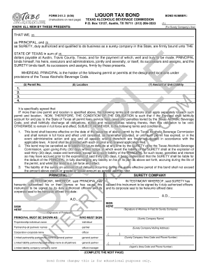 Texas Liquor Tax Bond Form 2-51.3
