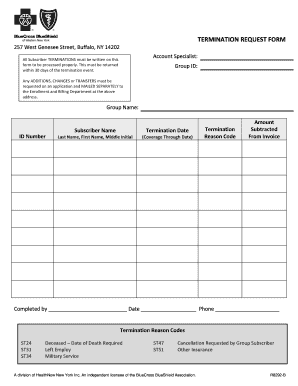 Health Insurance Termination Request Form