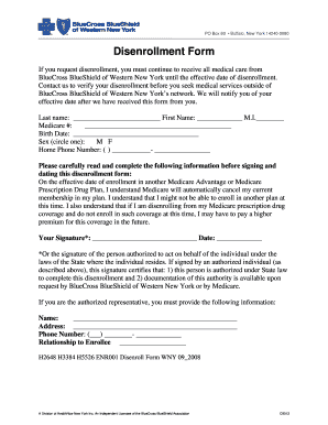 BlueCross BlueShield Disenrollment Form