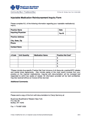 Injectable Medication Reimbursement Inquiry Form
