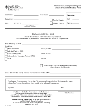 Staff Development Flex Activities Verification Form