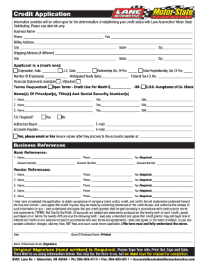 Lane Automotive Credit Application