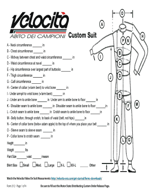 Motor State Custom Suit Order Form