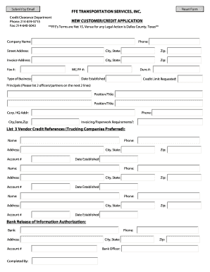 New Customer Credit Application