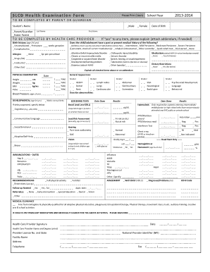 School Health Examination Form