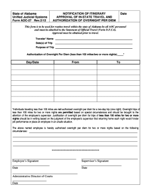 Alabama In-State Travel Authorization Form