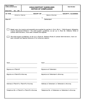 Income affidavit format pdf - Form CS-43. Child Support Guidelines Notice of Compliance - eforms alacourt