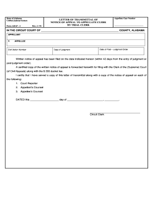 Alabama Notice of Appeal