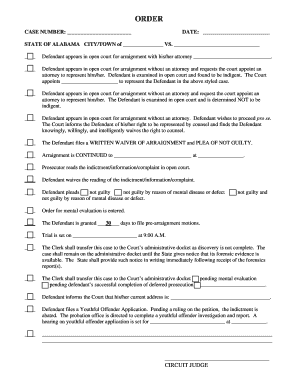 Alabama Arraignment Order